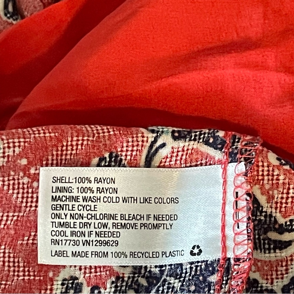 Knox Rose NWT Rebel Red White and Blue Floral Flutter Sleeve Drop Waist Dress XS - Picture 6 of 11